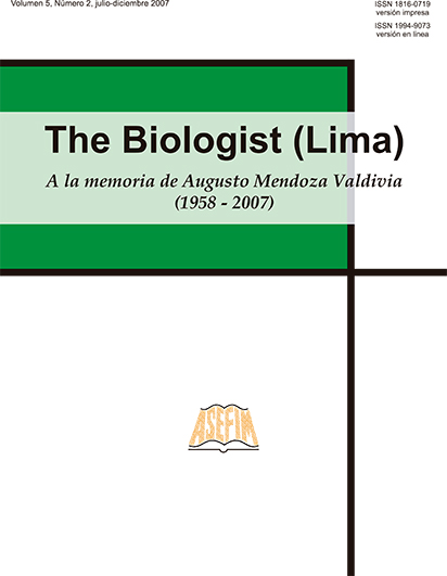 					Ver Vol. 5 Núm. 2 (2007): The Biologist (Lima)
				
