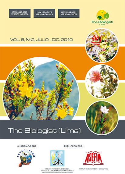 					Ver Vol. 8 Núm. 2 (2010): The Biologist (Lima)
				