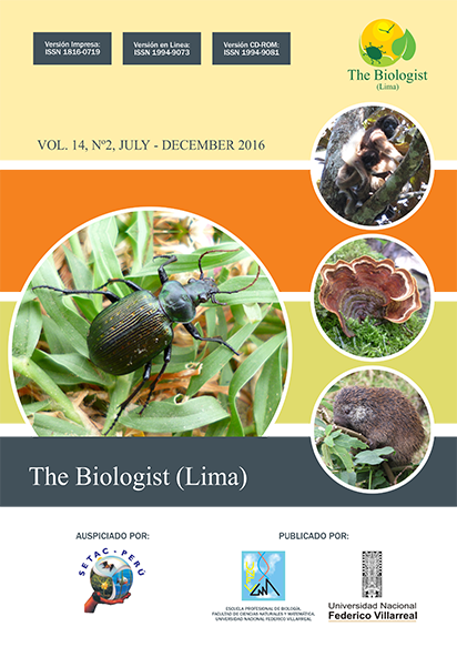 					Ver Vol. 14 Núm. 2 (2016): The Biologist (Lima)
				