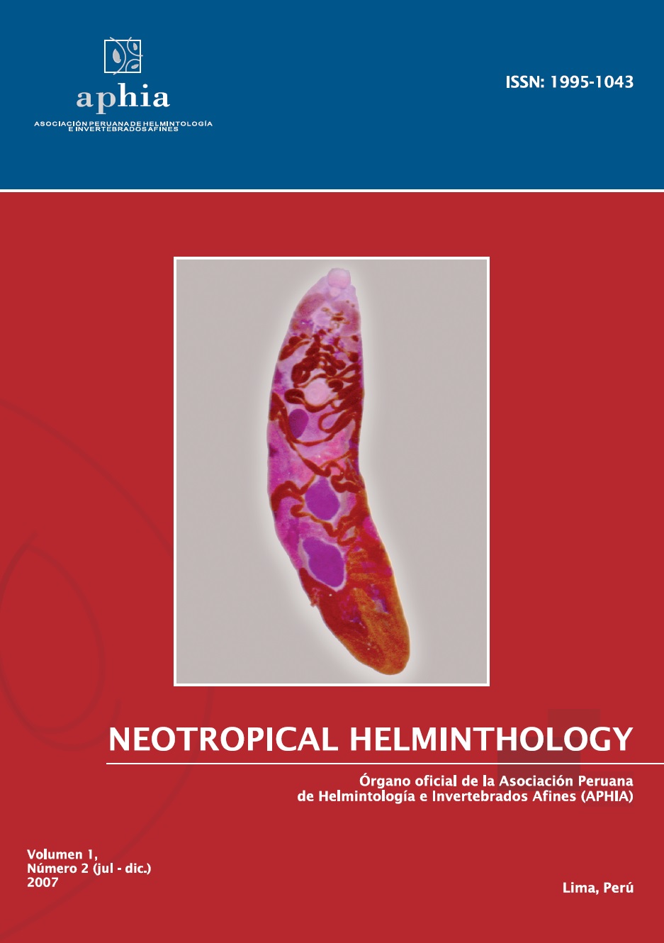 					Visualizar v. 1 n. 2 (2007): Neotropical Helminthology
				