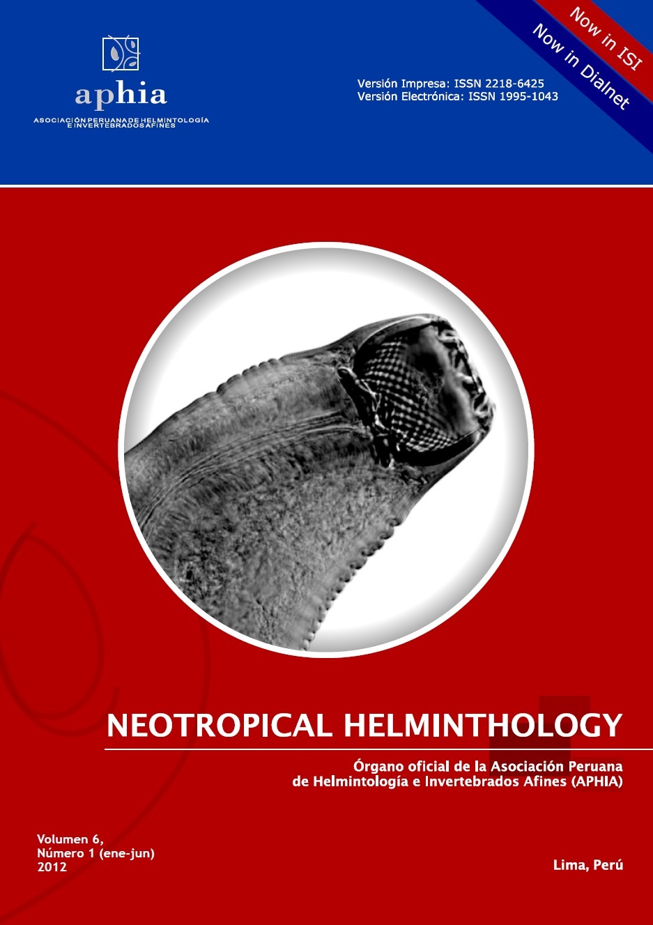 					Visualizar v. 6 n. 1 (2012): Neotropical Helminthology
				