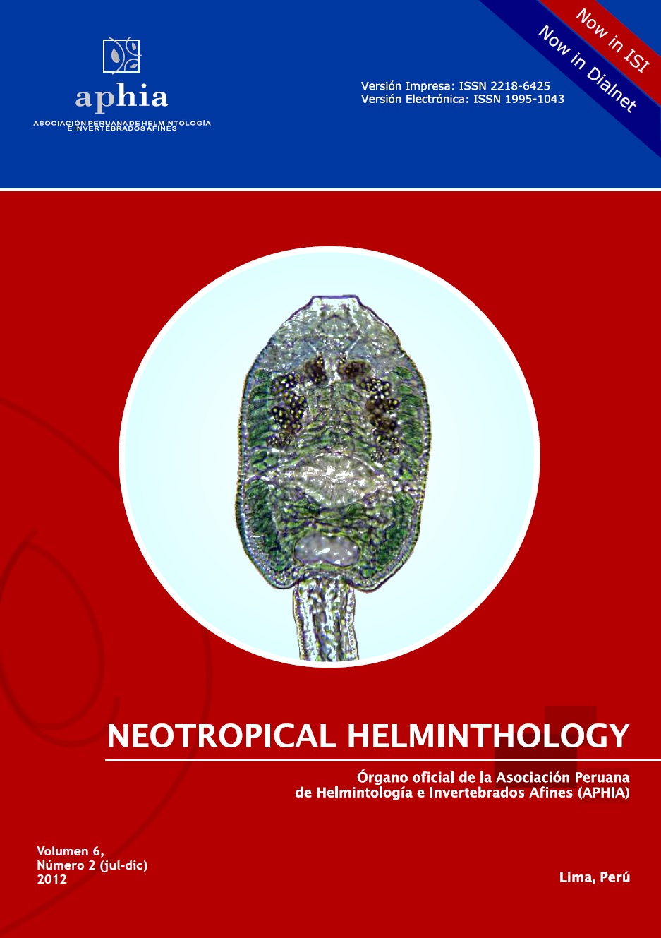 					Ver Vol. 6 Núm. 2 (2012): Neotropical Helminthology
				