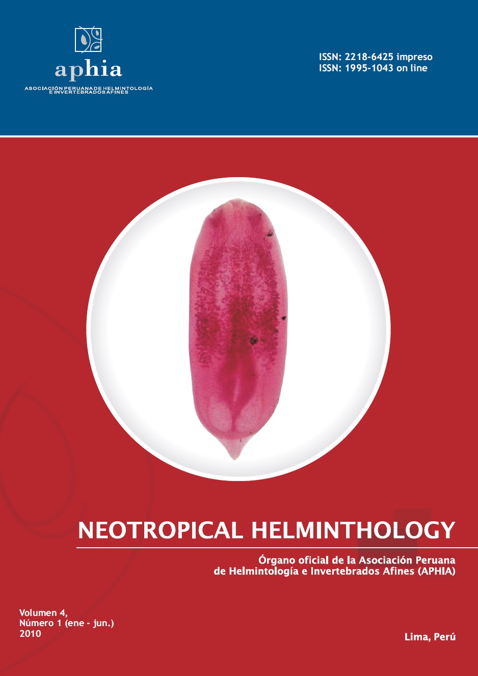 					View Vol. 4 No. 1 (2010): Neotropical Helminthology
				
