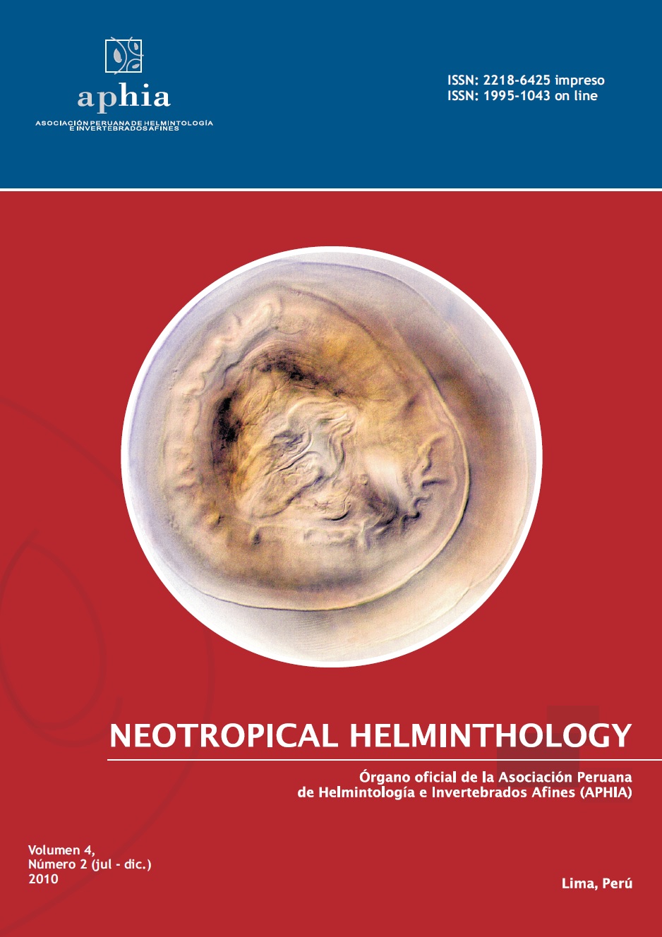 					Ver Vol. 4 Núm. 2 (2010): Neotropical Helminthology
				