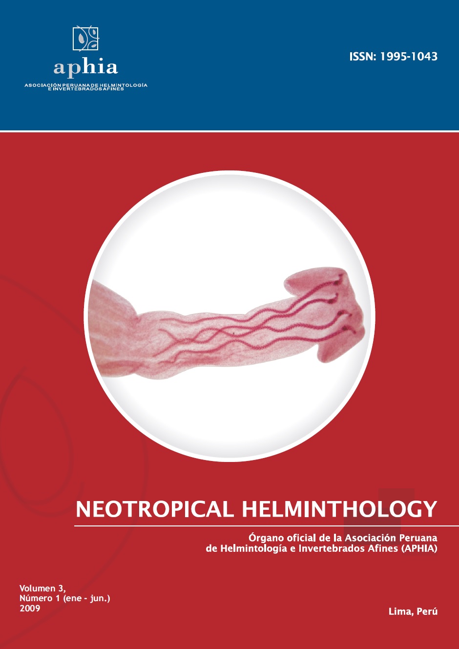 					View Vol. 3 No. 1 (2009): Neotropical Helminthology
				