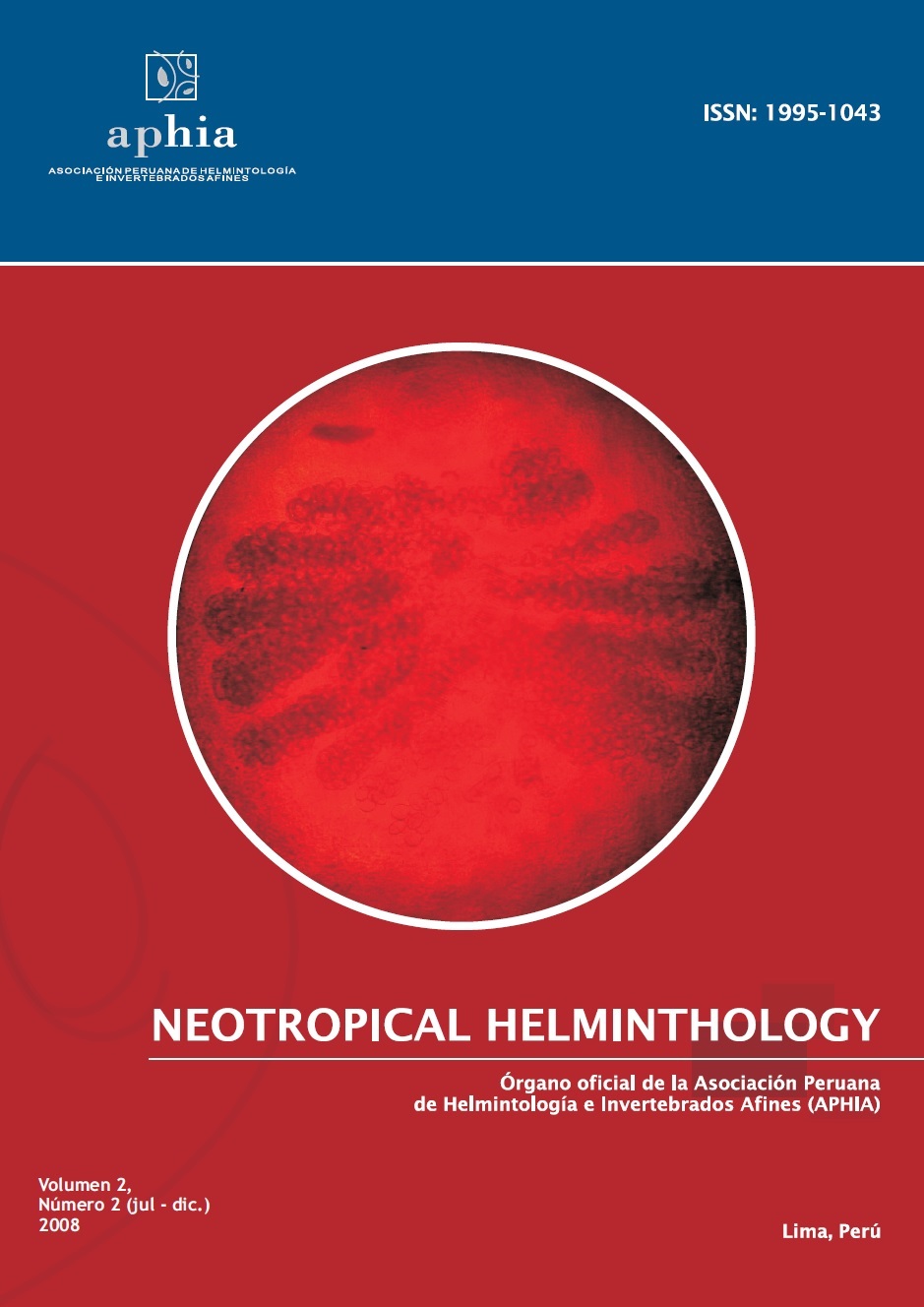 					Ver Vol. 2 Núm. 2 (2008): Neotropical Helminthology
				
